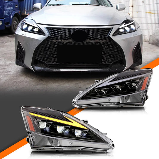 LED Triple Projector Headlights with DRL & Sequential Turn Signal for Lexus IS250 IS350 ISF 2006-2013