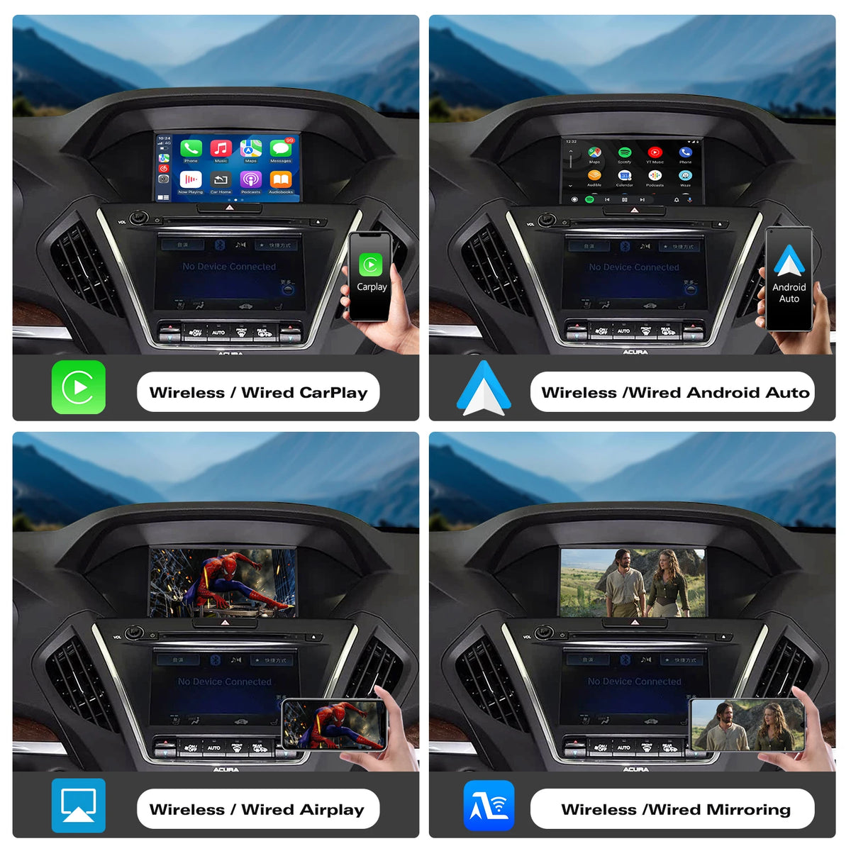 Wireless Apple Carplay For Acura TLX TLX-L MDX RDX RLX ILX 2014-2019 OEM CarPlay Adapter Upgrade Car Ai Box Android Auto Airplay