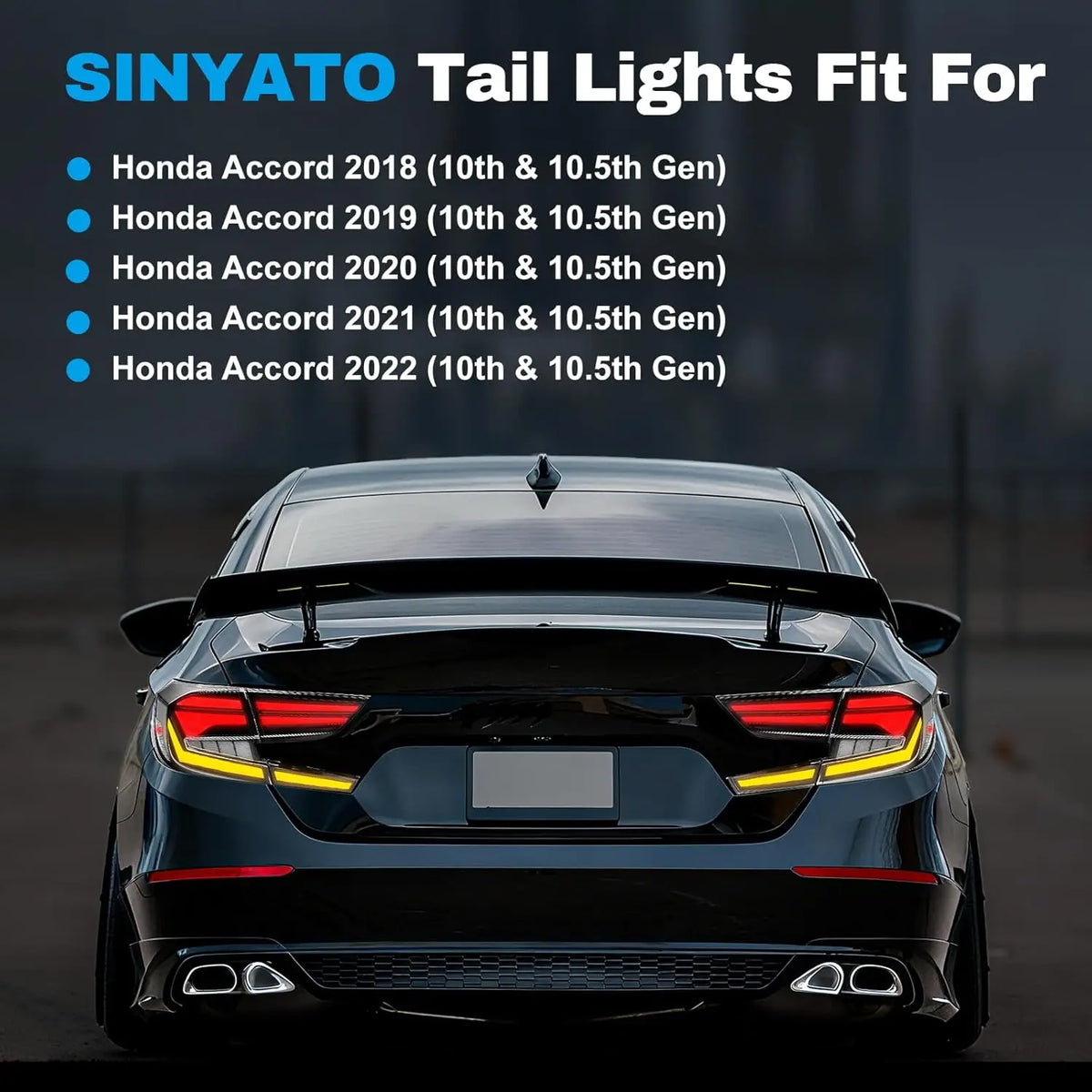 LED Tail LightS for Honda Accord 10th Gen Sedan 2018-2022 Startup Animation Taillight Dynamic Turn Signal Brake Reverse Lights