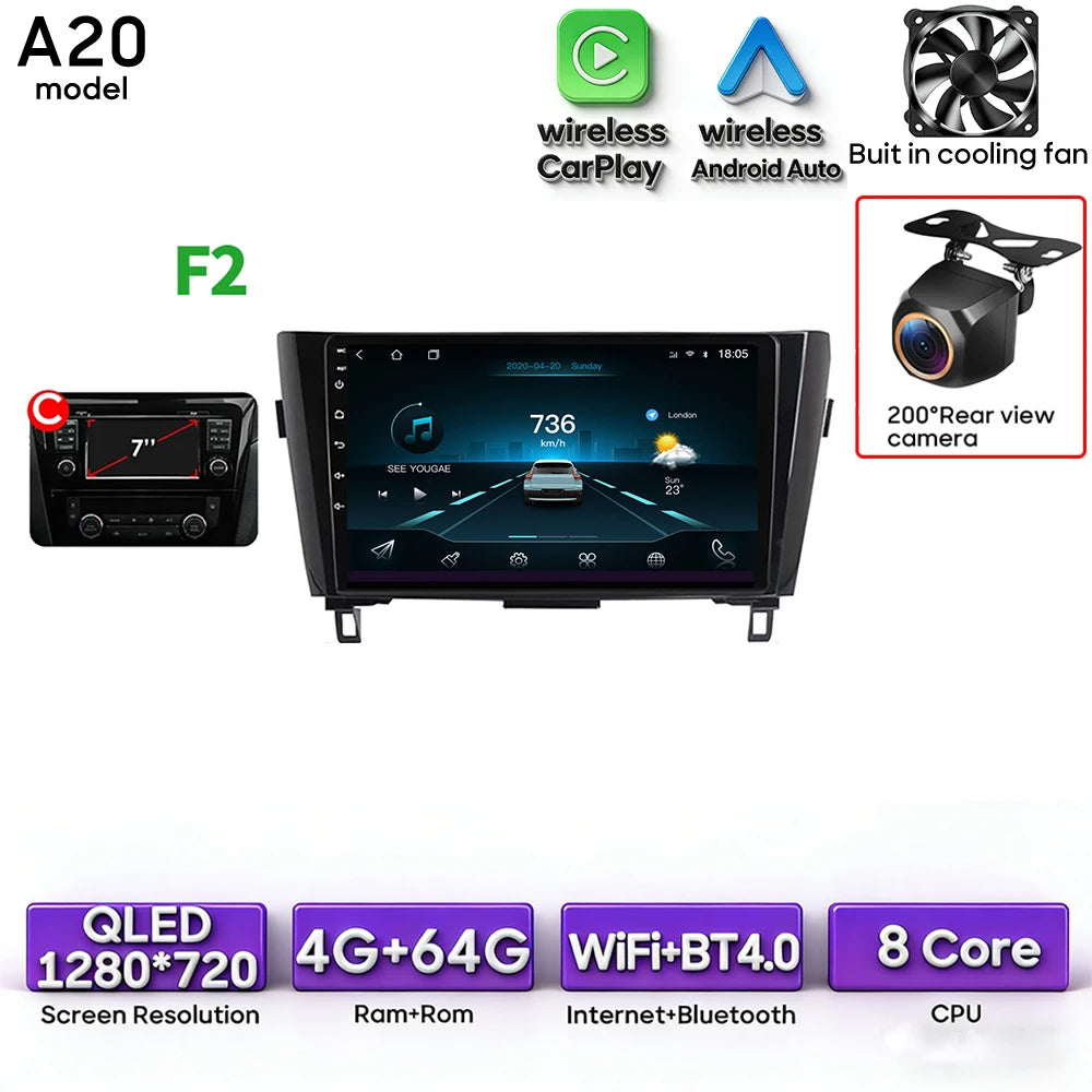For Nissan Qashqai J11 X-Trail 3 T 32 2013 - 2017 Android 15 Car Multimedia Video CarPlay Auto Navigation GPS Radio Head Unit
