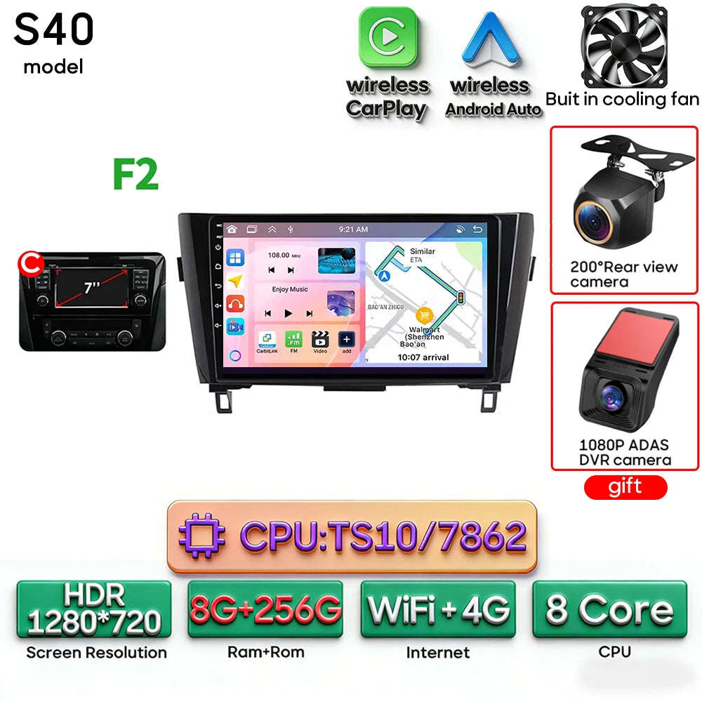 For Nissan Qashqai J11 X-Trail 3 T 32 2013 - 2017 Android 15 Car Multimedia Video CarPlay Auto Navigation GPS Radio Head Unit