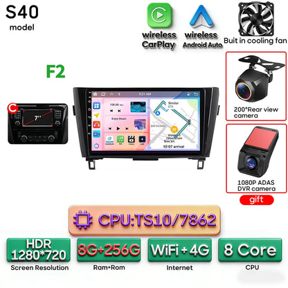 For Nissan Qashqai J11 X-Trail 3 T 32 2013 - 2017 Android 15 Car Multimedia Video CarPlay Auto Navigation GPS Radio Head Unit