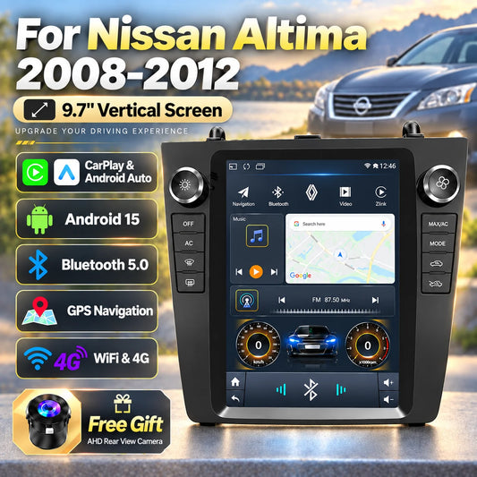 Vertical Screen 9.7'' For Nissan Altima 2008-2012 Carplay GPS Navigation Frame Car Radio Player Multimedia 4G WIFI BT Android