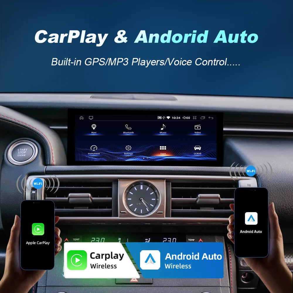 Android 14 Wireless Carplay For Lexus IS 2009-2017 Car Multimedia Player Auto Radio GPS Navigation