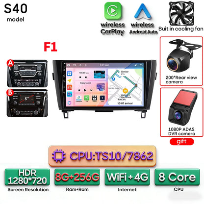 For Nissan Qashqai J11 X-Trail 3 T 32 2013 - 2017 Android 15 Car Multimedia Video CarPlay Auto Navigation GPS Radio Head Unit