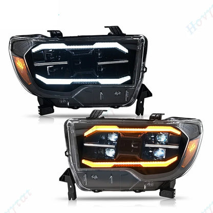 Pair LED Headlights For Toyota Tundra 2007-2013 Sequoia 2008-2017 Headlamp Front Lights Turn Signal DRL W/Sequential Head Lamp