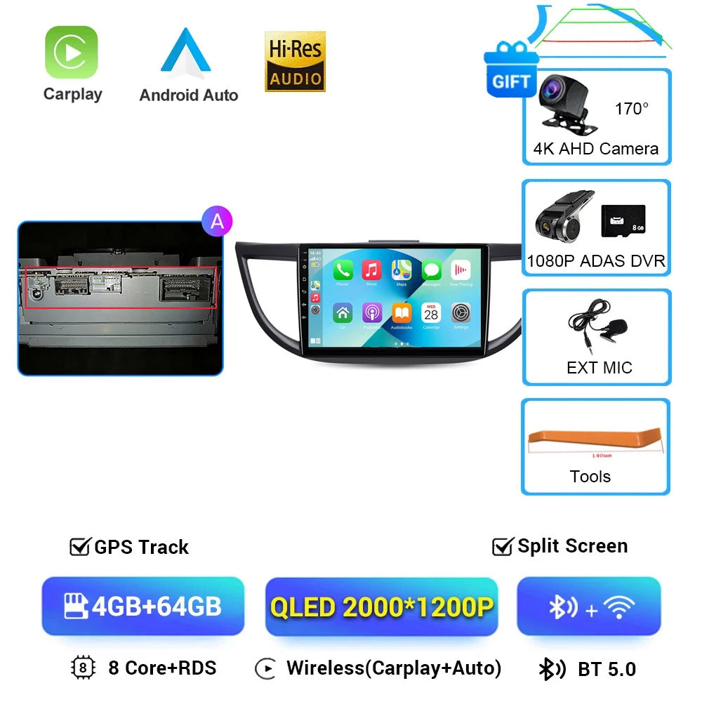 Android 16 Car Radio for Honda CRV 2012 2013 2014 2015 CR-V Car Multimedia Stereo Video Audio Autoradio GPS Player Carplay