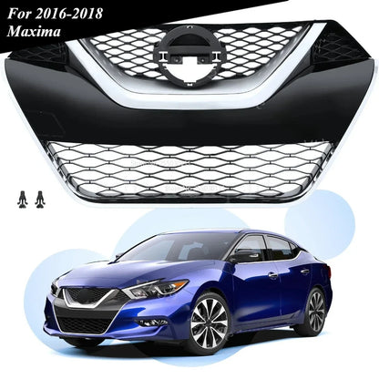 Front Bumper Grille Grill For 2016 2017 2018 Nissan Maxima Black Chrome Trim