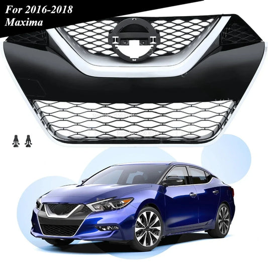Front Bumper Grille Grill For 2016 2017 2018 Nissan Maxima Black Chrome Trim