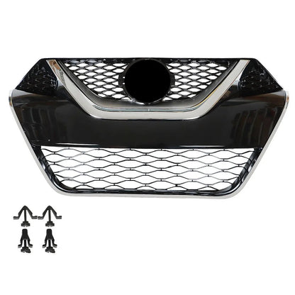 Front Bumper Grille Grill Kit For 2016-2017 Nissan Maxima Chrome + Black