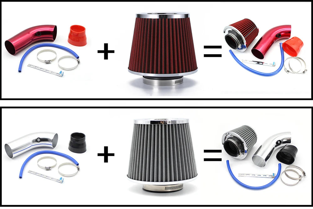 3"  76mm Universal Car Racing Cold Air Intake System Turbo Induction Pipe Tube Kit Cone High Flow Performace Air Filter Inlet