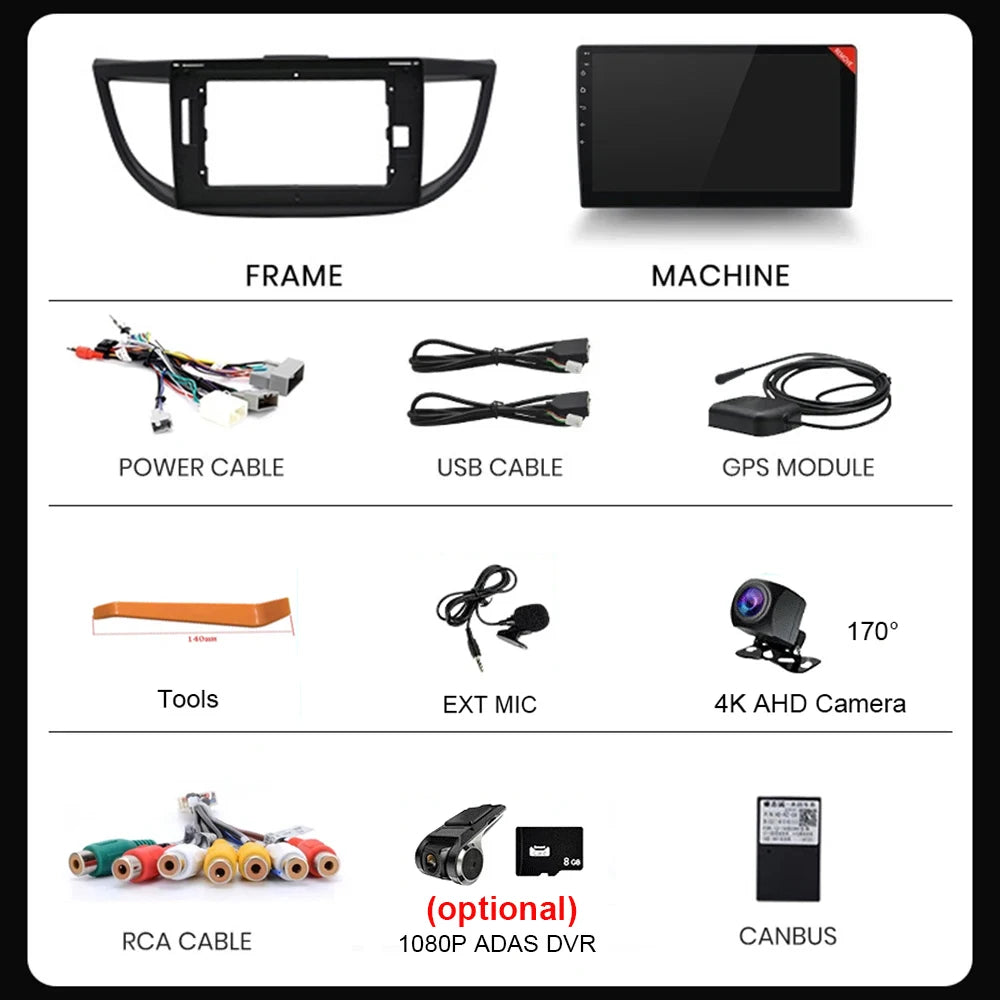 Android 16 Car Radio for Honda CRV 2012 2013 2014 2015 CR-V Car Multimedia Stereo Video Audio Autoradio GPS Player Carplay