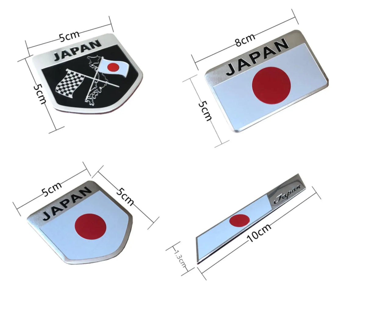 Japanese Flag Aluminum Car Emblem – Adhesive Badge