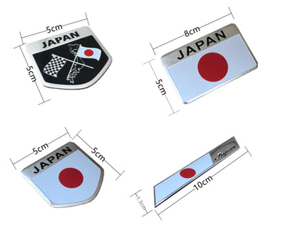 Japanese Flag Aluminum Car Emblem – Adhesive Badge