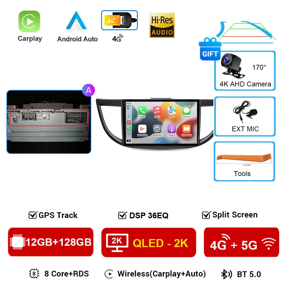 Android 16 Car Radio for Honda CRV 2012 2013 2014 2015 CR-V Car Multimedia Stereo Video Audio Autoradio GPS Player Carplay