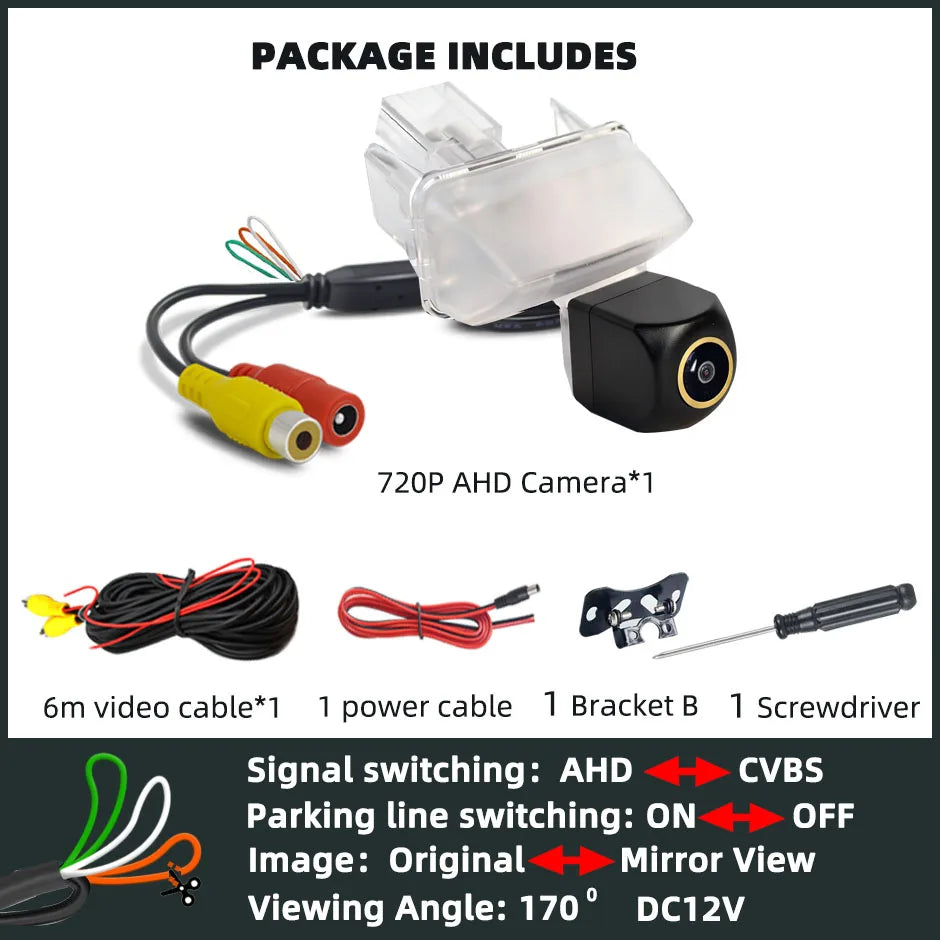QXNY Backup Camera Rear View Reverse AHD1080P/720P Cam Parking Safety Fits Toyota Corolla Yaris Vios Prius Camry Fortuner Avensi