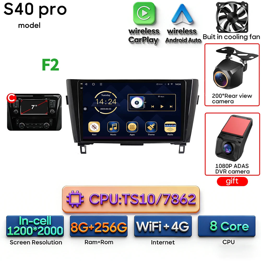 For Nissan Qashqai J11 X-Trail 3 T 32 2013 - 2017 Android 15 Car Multimedia Video CarPlay Auto Navigation GPS Radio Head Unit