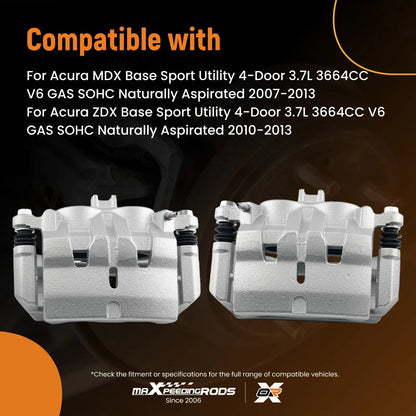 Front Brake Caliper Set with Brackets for Acura MDX & ZDX 2007-2013