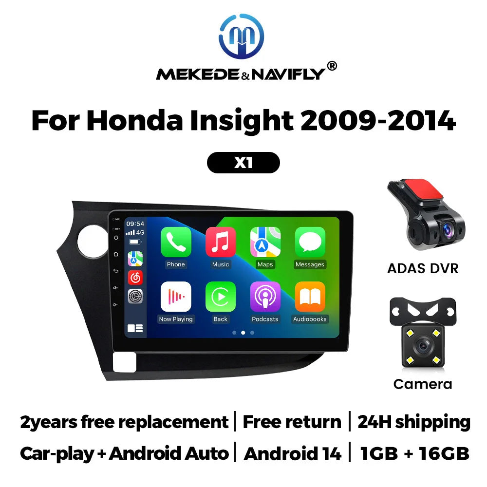 Android 14 Car Radio 2GB+32GB Wireless Carplay For Honda Insight 2 2009 - 2014 Navigation GPS Multimedia Video Player IPS Screen