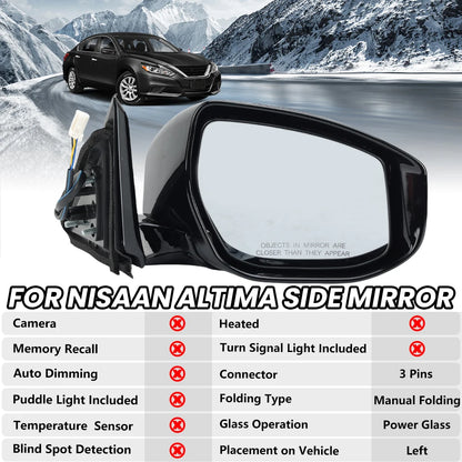 3 Pins Reraview Mirror Assembly For Nisaan Altima 2013 2014 2015-2018 Manual Folding Without Heated Side Mirror Car Accessories