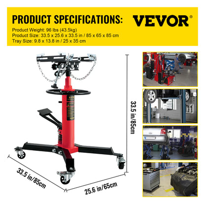 SucceBuy Car Lift Jack Hydraulic Telescopic Transmission Jack Floor Jack Stand with Foot Pedal Swivel Wheel Garage Lift Hoist