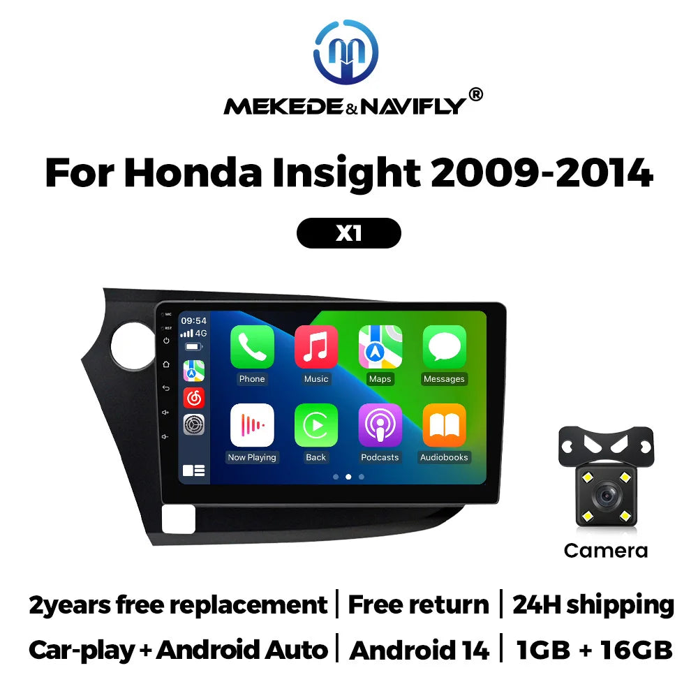 Android 14 Car Radio 2GB+32GB Wireless Carplay For Honda Insight 2 2009 - 2014 Navigation GPS Multimedia Video Player IPS Screen