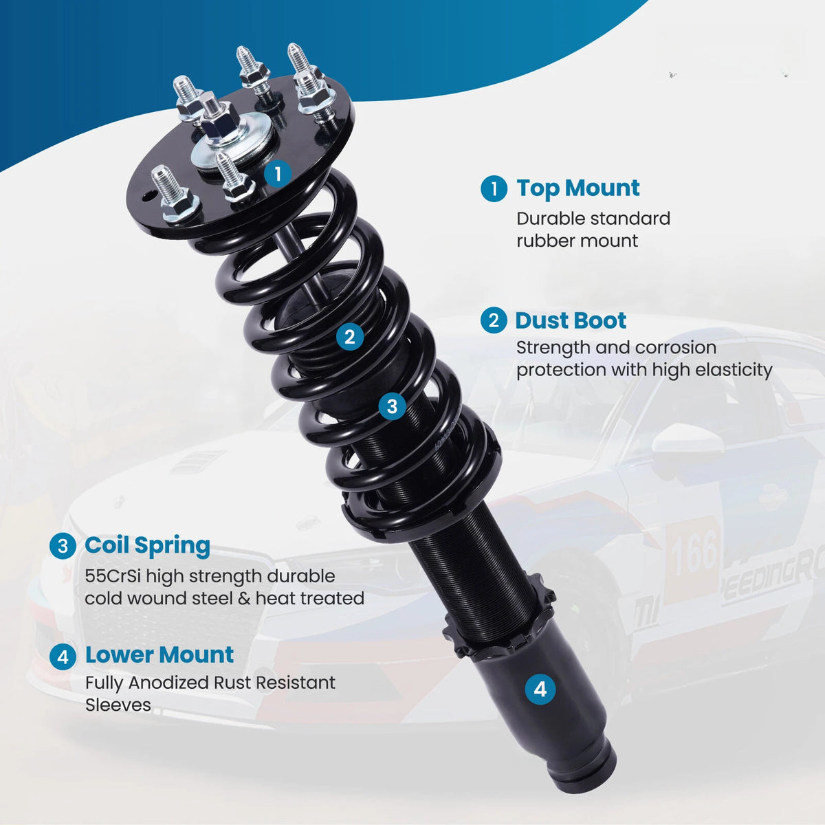 Full Coilovers Lowering Kit for Honda Accord 2008-2012 & Acura TSX 2009-2014