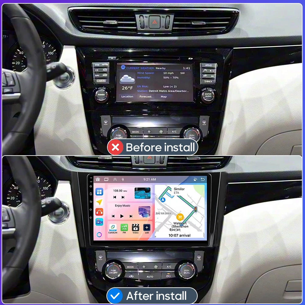 For Nissan Qashqai J11 X-Trail 3 T 32 2013 - 2017 Android 15 Car Multimedia Video CarPlay Auto Navigation GPS Radio Head Unit