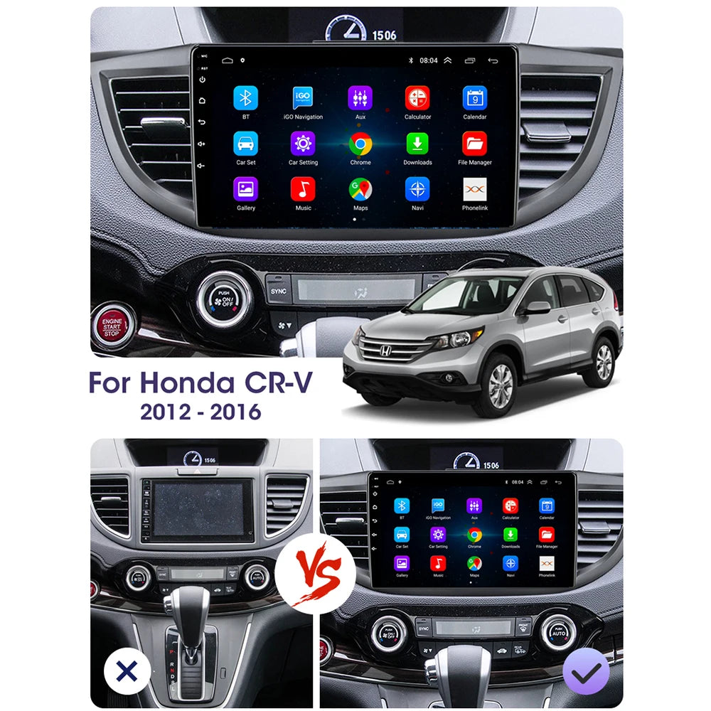 Android 16 Car Radio for Honda CRV 2012 2013 2014 2015 CR-V Car Multimedia Stereo Video Audio Autoradio GPS Player Carplay