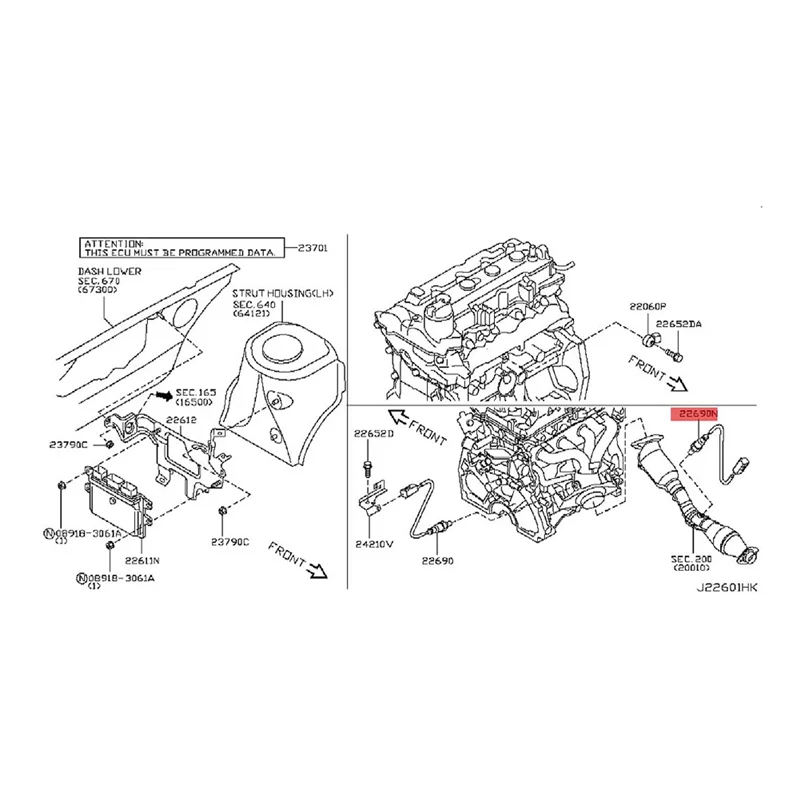 Downstream Oxygen Sensor for Infiniti & Nissan — 22690-EN200