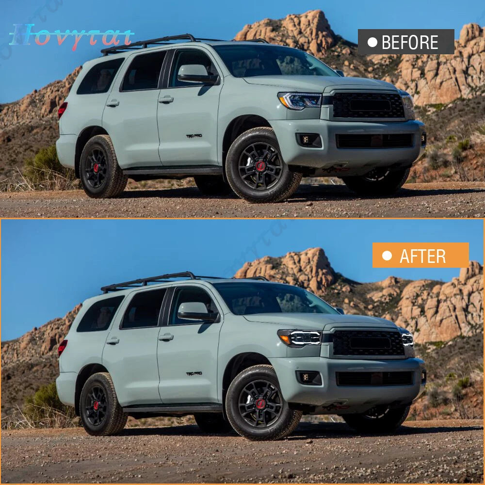 Pair LED Headlights For Toyota Tundra 2007-2013 Sequoia 2008-2017 Headlamp Front Lights Turn Signal DRL W/Sequential Head Lamp